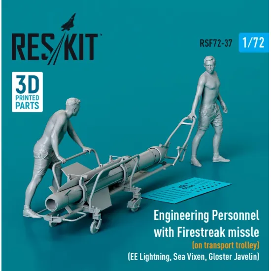 Reskit Rsf72-0037 1/72 Engineering Personnel With Firestreak Missle On Transport Trolley Ee Lightning Sea Vixen Gloster Javelin 1pcs 3d Printed