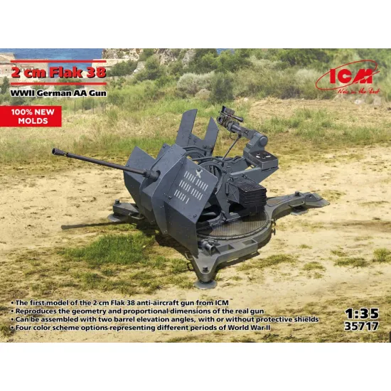 Icm 35717 1/35 Flak 38 Wwii German Aa Gun Plastic Model Kit Icm 35717 1/35 Flak 38 Wwii German Aa Gun Plastic Model Kit
