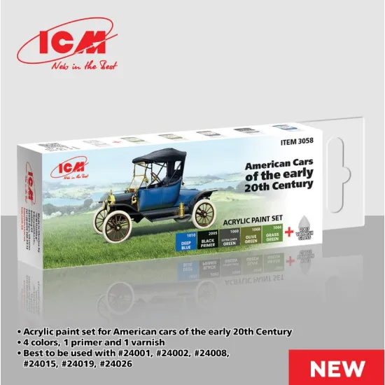 Icm 3058 Acrylic Paint Set For American Cars Of The Early 20th Century 6 Pcs