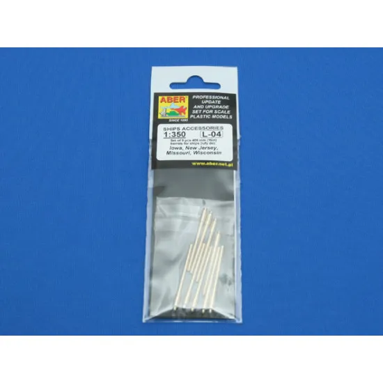Set of 9pcs 406 mm barrels for US ships Iowa, New Jersey, Missouri, Wisconsin 1/350 Aber 350-L04