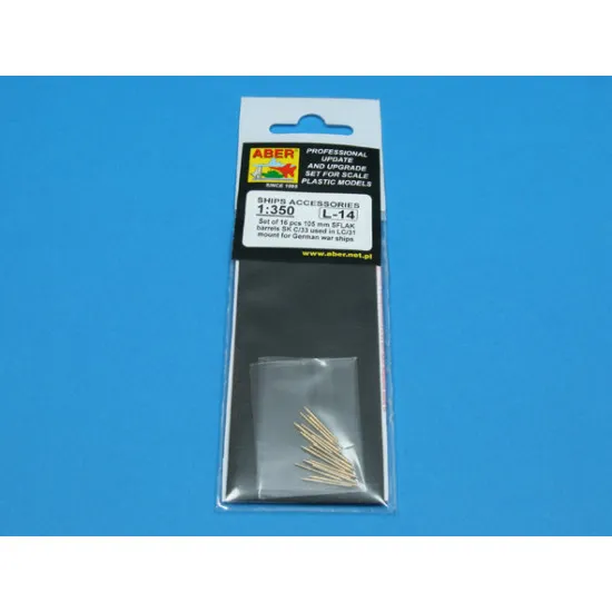 Set of 16 pcs 105 mm SFLAK barrels used in C/37 mount for German ships 1/350 Aber 350-L14