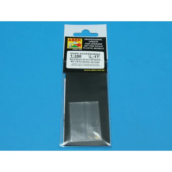 Set of 20 pcs 20 mm L/65 barrels MG C/30 for German ships 1/350 Aber 350-L17