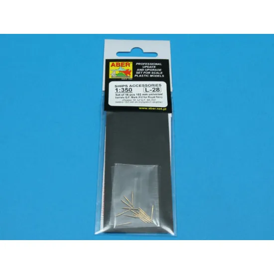 Set of 16 pcs 102 mm Q.F. Mk.XVI barrels for Royal Navy ships 1/350 Aber 350-L28
