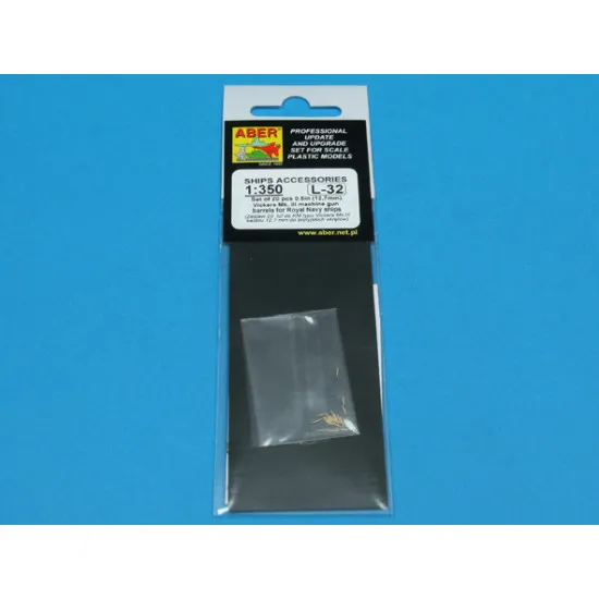 Set of 20 pcs 0,5in (12,7mm) Vickers Mk.III machine gun barrels for Royal Navy ships 1/350 Aber 350-L32