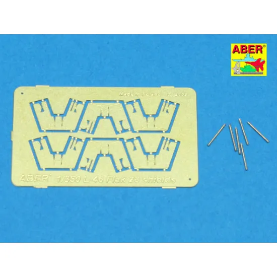 Set of 6 pcs 4cm Flak 28 barrels with shields for German Navy 1/350 Aber 350-L46
