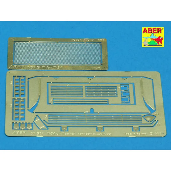 T-34 grille cover, for Dragon model 1/35 Aber 35-G07