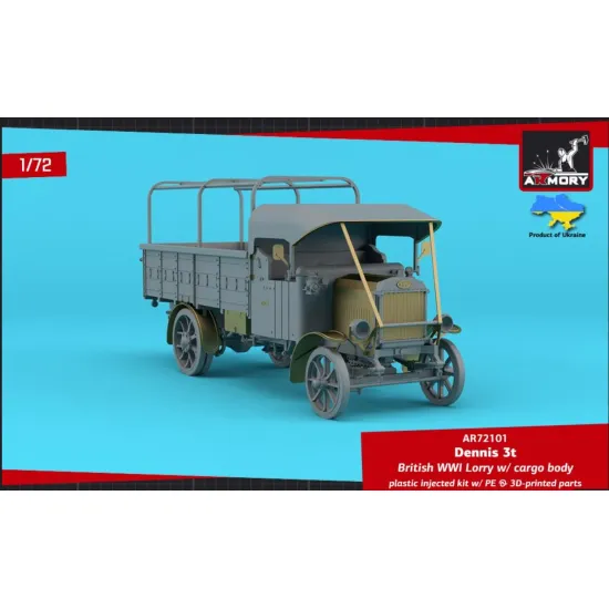 Armory Ar-72101 1/72 Dennis 3t Lorry British Wwi Lorry W Flatbed Cargo Body Plastic Model Kit