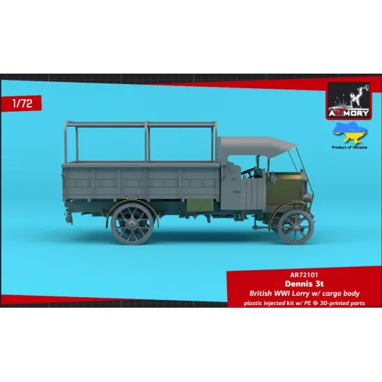 Armory Ar-72101 1/72 Dennis 3t Lorry British Wwi Lorry W Flatbed Cargo Body Plastic Model Kit