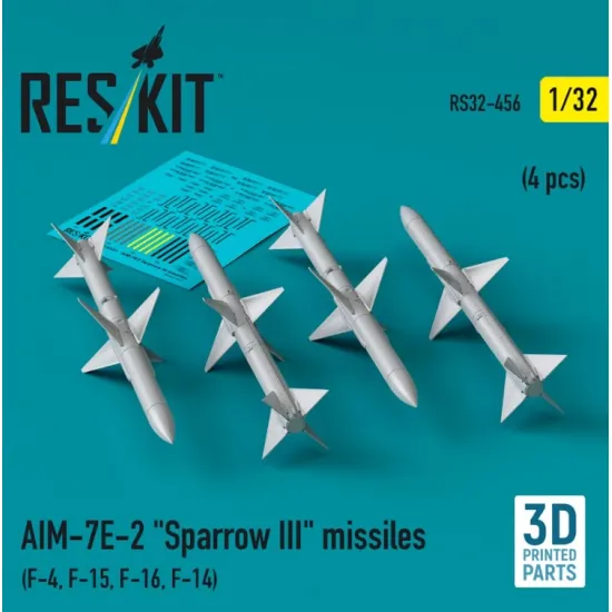 Reskit Rs32-0456 1/32 Aim 7e 2 Sparrow Iii Missiles 4 Pcs F4 F15 F16 F14 3d Printed