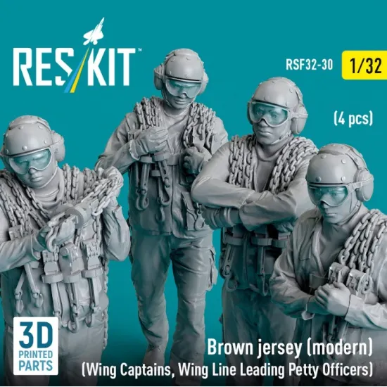 Reskit Rsf32-0030 1/32 Brown Jersey Modern Wing Captains Wing Line Leading Petty Officers 4 Pcs 3d Printed