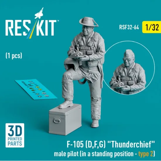 Reskit Rsf32-0064 1/32 F105 Dfg Thunderchief Male Pilot In A Standing Position Type 2 1 Pcs 3d Printed