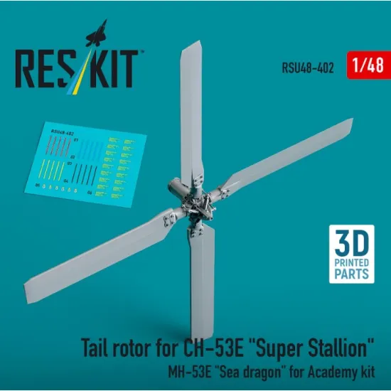 Reskit Rsu48-0402 1/48 Tail Rotor For Ch 53e Super Stallion Mh 53e Sea Dragon For Academy Kit 3d Printed