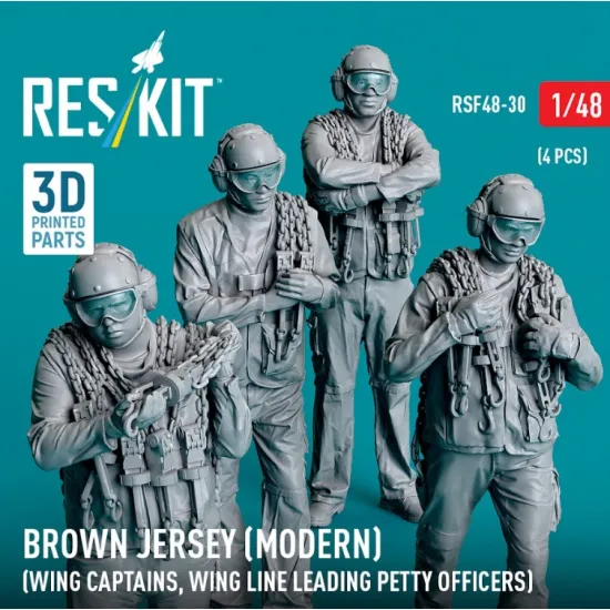 Reskit Rsf48-0030 1/48 Brown Jersey Modern Wing Captains Wing Line Leading Petty Officers 4pcs 3dprinted