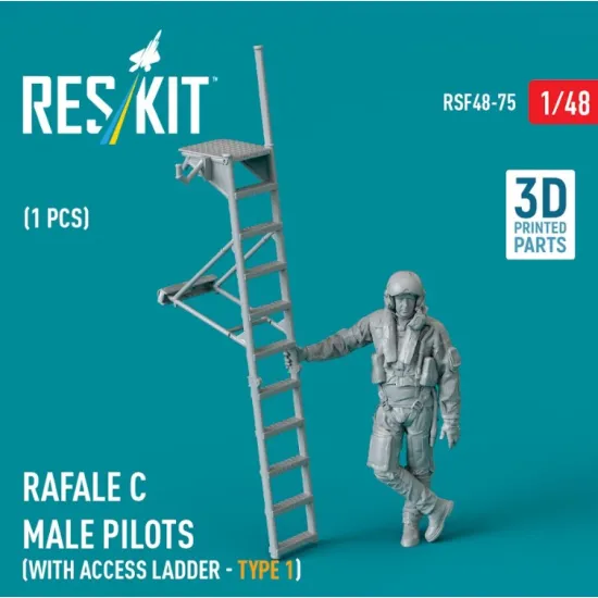 Reskit Rsf48-0075 1/48 Rafale C Male Pilot With Access Ladder Type1 1pcs 3d Printed