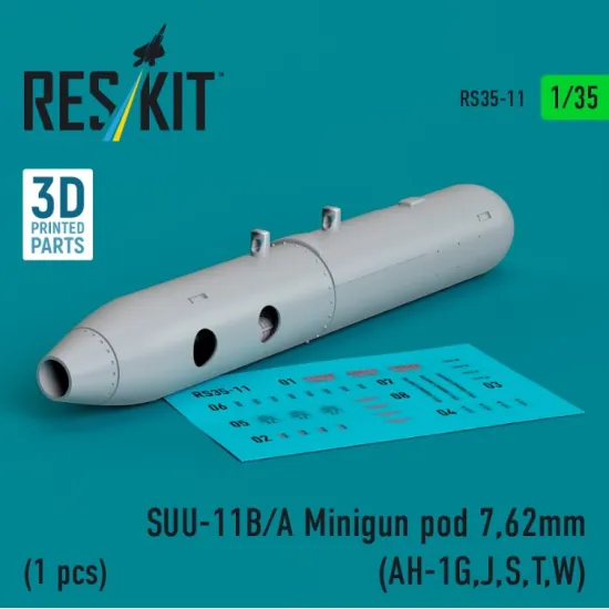 Reskit Rs35-0011 1/35 Suu-11b/A Minigun Pod 7.62mm 1pcs Ah-1gjstw 3d Printed