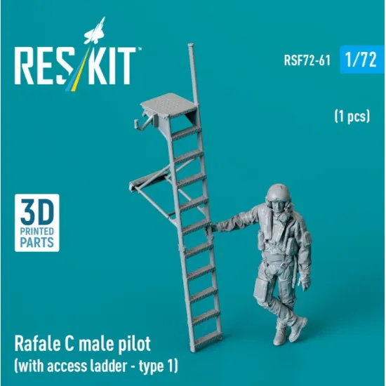 Reskit Rsf72-0061 1/72 Rafale C Male Pilot With Access Ladder Type1 1pcs 3dprinted