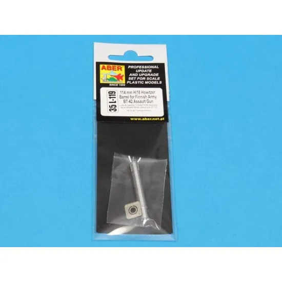 114mm H/18 Howitzer barrel for Finnish Army BT-42 Assault Gun, for Tamiya 1/35 Aber 35-L119