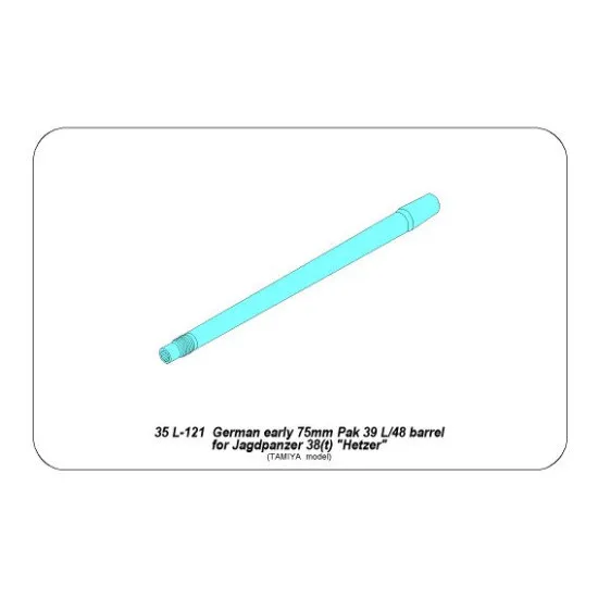 German early 75mm Pak39 L/48 barrel for Hetzer, for Tamiya 1/35 Aber 35-L121