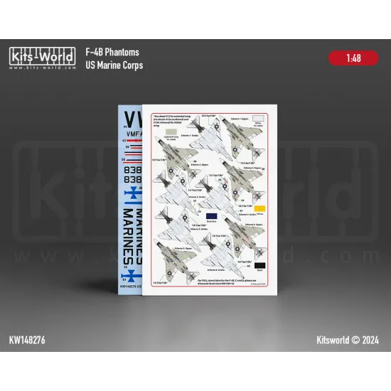 Kits World Kw148276 1/48 Decal For Us Marine Corps F-4b Phantom