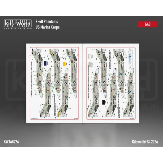 Kits World Kw148276 1/48 Decal For Us Marine Corps F-4b Phantom