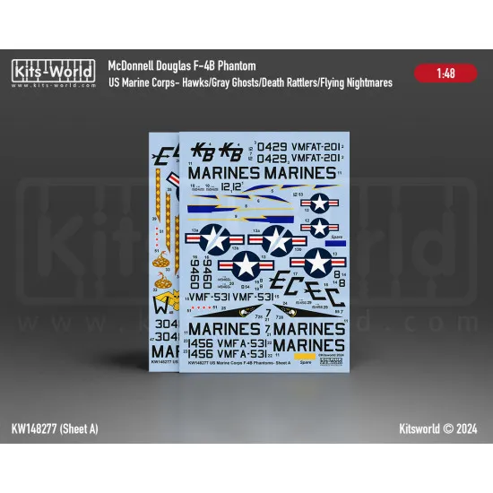 Kits World Kw148277 1/48 Decal For Us Marine Corps F-4b Phantom Kits World Kw148277 1/48 Decal For Us Marine Corps F-4b Phantom