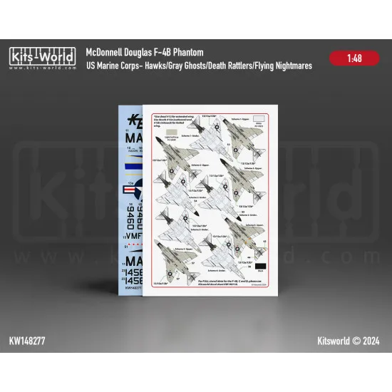 Kits World Kw148277 1/48 Decal For Us Marine Corps F-4b Phantom Kits World Kw148277 1/48 Decal For Us Marine Corps F-4b Phantom