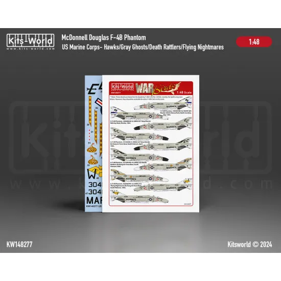 Kits World Kw148277 1/48 Decal For Us Marine Corps F-4b Phantom Kits World Kw148277 1/48 Decal For Us Marine Corps F-4b Phantom