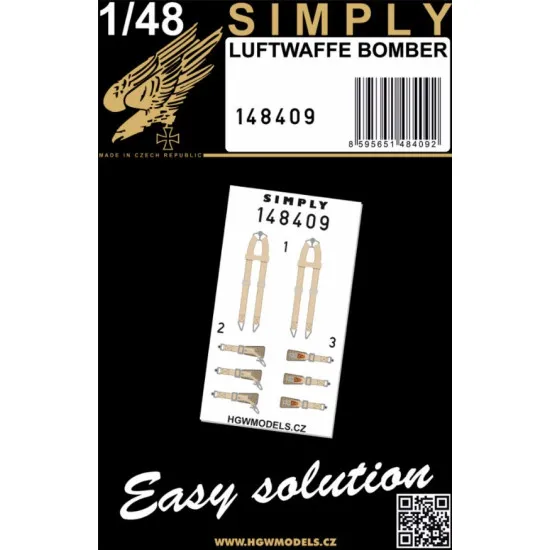 Hgw 148409 1/48 Decal Seatbelts For Luftwaffe Bomber Accessories Kit