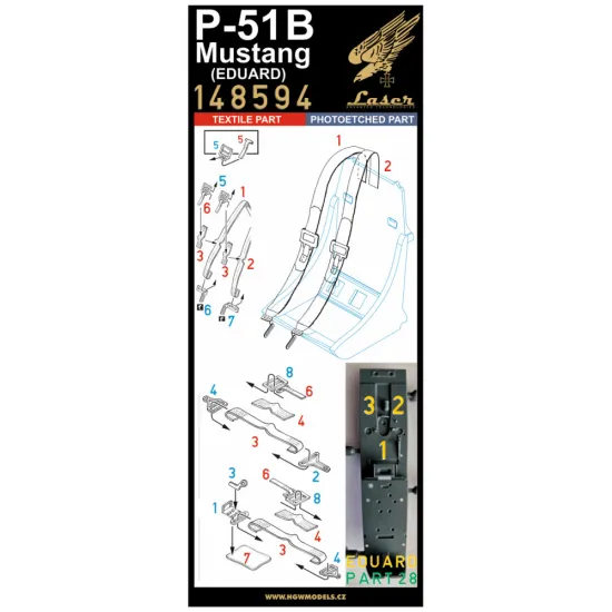 Hgw 148594 1/48 3d Decal For P-51b Mustang Seatbelts And Wooden Floor