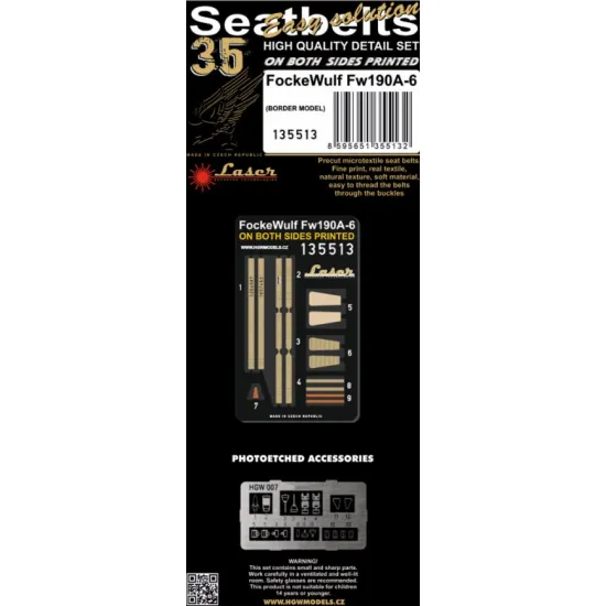Hgw 135513 1/35 3d Decal Seatbelts For Fockewulf Fw190a-6 For Border Models
