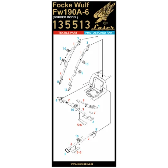 Hgw 135513 1/35 3d Decal Seatbelts For Fockewulf Fw190a-6 For Border Models