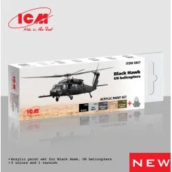 Icm 3067 Acrylic Paints Set For Black Hawk Us Helicopters 5 Colors And 1varnish