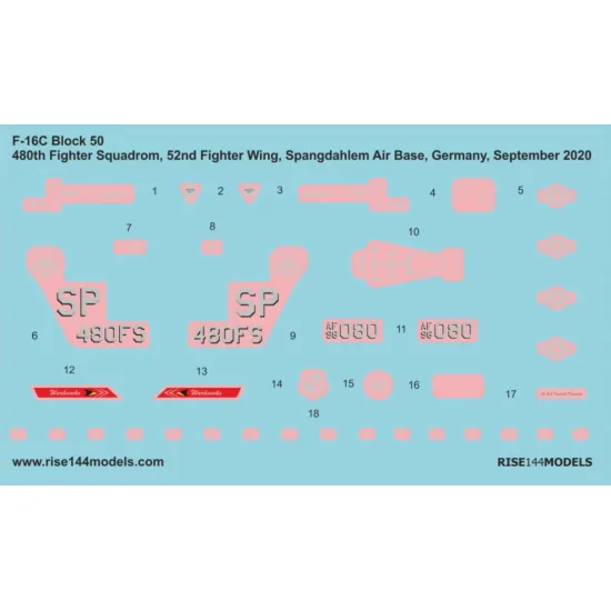 Rise144 Models Rmd001 1/144 F-16c Decals Warhawks Have Glass Scheme