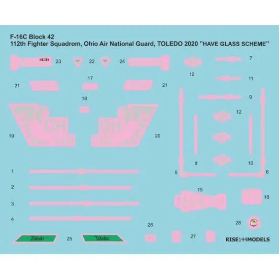 Rise144 Models Rmd003 1/144 F-16c Decals Stingers Ohio Ang. Vol.1 Have Glass Scheme