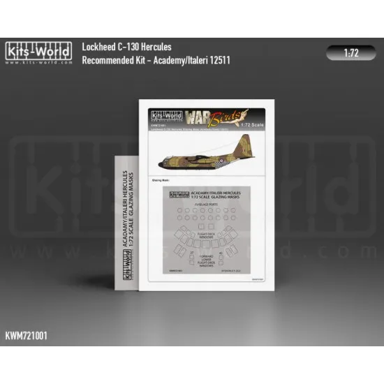 Kits World Kwm72-1001 1/72 Lockheed C-130h/E Hercules Rokaf Usaf Canopy/Wheels Mask