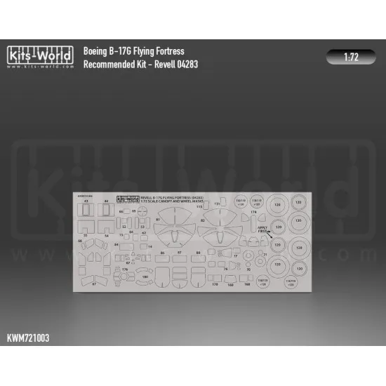 Kits World Kwm72-1003 1/72 Boeing B-17g Flying Fortress Wheels And Canopy Frame Paint Mask Outside Only Designed To Be Used With Revell Rv4283 Kits Kits World Kwm72-1003 1/72 Boeing B-17g Flying Fortress Wheels And Canopy Frame Paint Mask Outside Only Designed To Be Used With Revell Rv4283 Kits