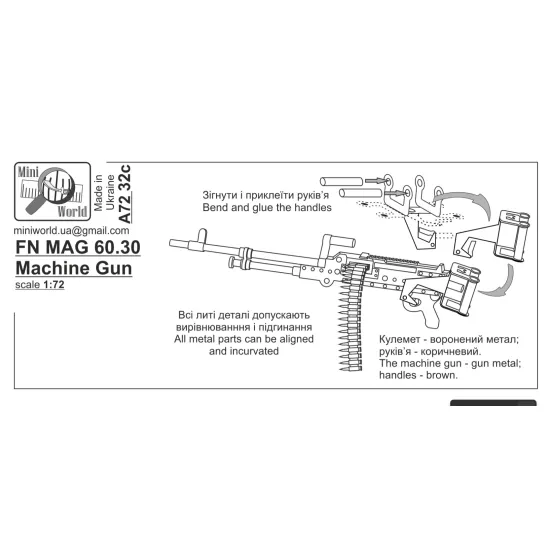 Mini World 7232c 1/72 Fn Mag 60 30 Machine Gun Accessories For Model Kit