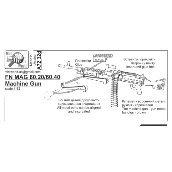 Mini World 7232d 1/72 Fn Mag 60 20/60 40 Machine Gun Accessories Kit