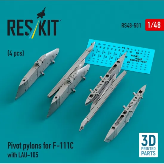 Reskit Rs48-0501 1/48 Pivot Pylons For F-111c With Lau-105 4 Pcs 3d Printed