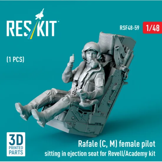Reskit Rsf48-0059 1/48 Rafale C M Female Pilot Sitting In Ejection Seat For Revell/Academy Kit 1 Pcs 3d Printed