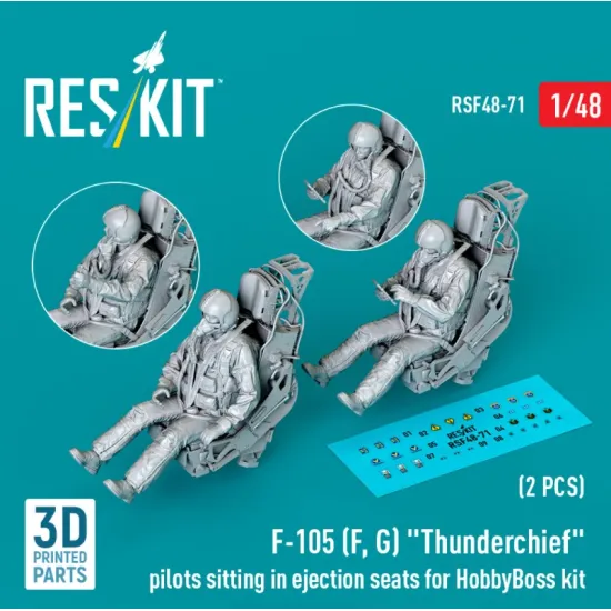 Reskit Rsf48-0071 1/48 F-105 F G Thunderchief Pilots Sitting In Ejection Seats For Hobbyboss Kit 2 Pcs 3d Printed