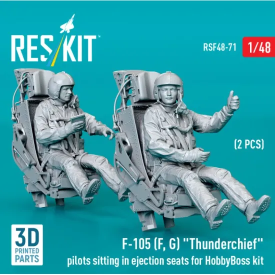 Reskit Rsf48-0071 1/48 F-105 F G Thunderchief Pilots Sitting In Ejection Seats For Hobbyboss Kit 2 Pcs 3d Printed