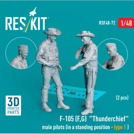 Reskit Rsf48-0072 1/48 F-105 F G Thunderchief Male Pilots In A Standing Position Type 1 2 Pcs 3d Printed