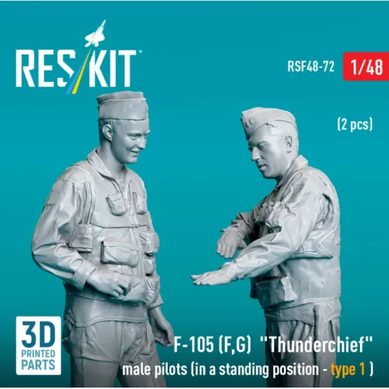 Reskit Rsf48-0072 1/48 F-105 F G Thunderchief Male Pilots In A Standing Position Type 1 2 Pcs 3d Printed