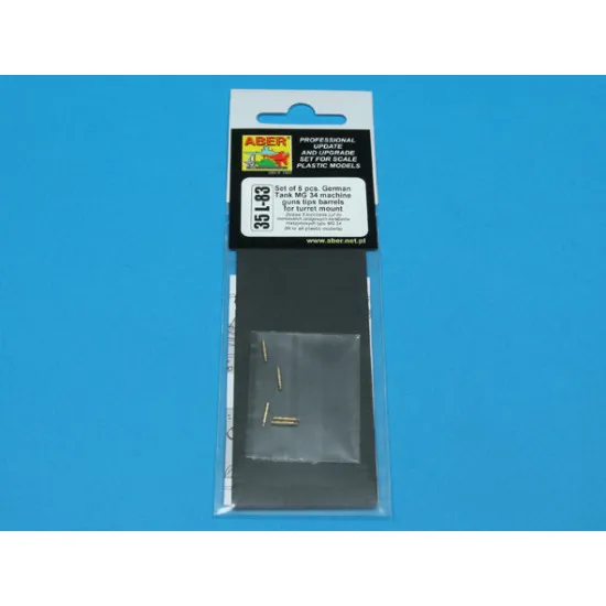 Set of 5 pcs. German Tank MG 34 machine guns tips barrels for turret mount 1/35 Aber 35-L83