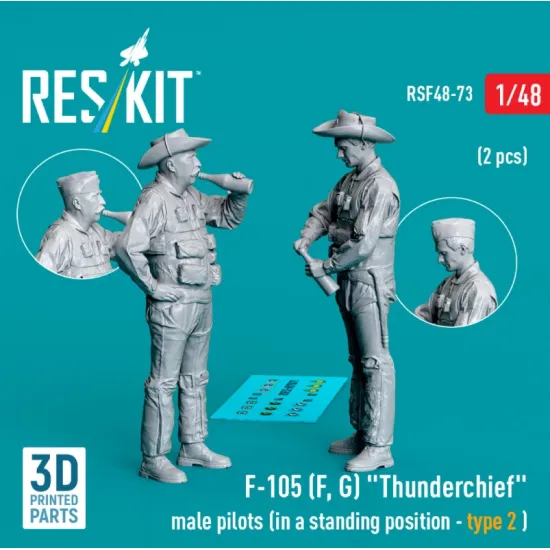 Reskit Rsf48-0073 1/48 F-105 F G Thunderchief Male Pilots In A Standing Position Type 2 2 Pcs 3d Printed