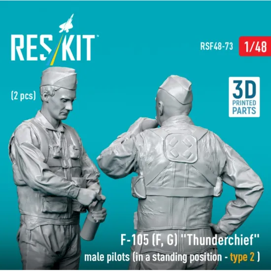Reskit Rsf48-0073 1/48 F-105 F G Thunderchief Male Pilots In A Standing Position Type 2 2 Pcs 3d Printed