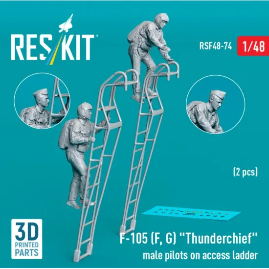 Reskit Rsf48-0074 1/48 F-105 F G Thunderchief Male Pilots On Access Ladder 2 Pcs 3d Printed
