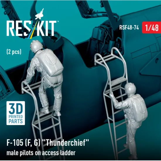 Reskit Rsf48-0074 1/48 F-105 F G Thunderchief Male Pilots On Access Ladder 2 Pcs 3d Printed