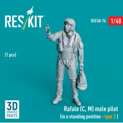 Reskit Rsf48-0076 1/48 Rafale C M Male Pilot In A Standing Position Type 2 1 Pcs 3d Printed